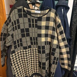 Alfred Dunner Black and Cream Patterned Sweater